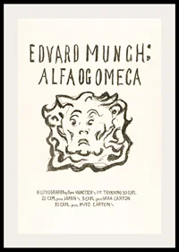 Skrift och tecknad ansikte i svart på ljus bakgrund av Edvard Munch-2