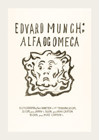 Writing and cartoon face in black on light background by Edvard Munch-3