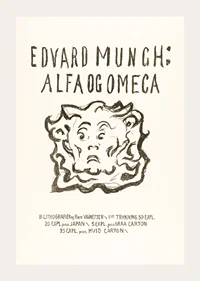 Skrift och tecknad ansikte i svart på ljus bakgrund av Edvard Munch-3