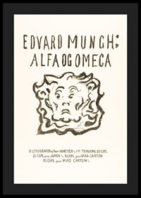 Writing and cartoon face in black on light background by Edvard Munch-4