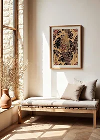 Art Deco-inspired floral pattern in black, red and gold by E.A. Seguy-2