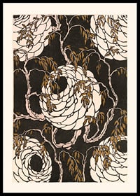 Art Nouveau pattern with spiral flowers and branches in black, white and brown by E. A. Seguy-0