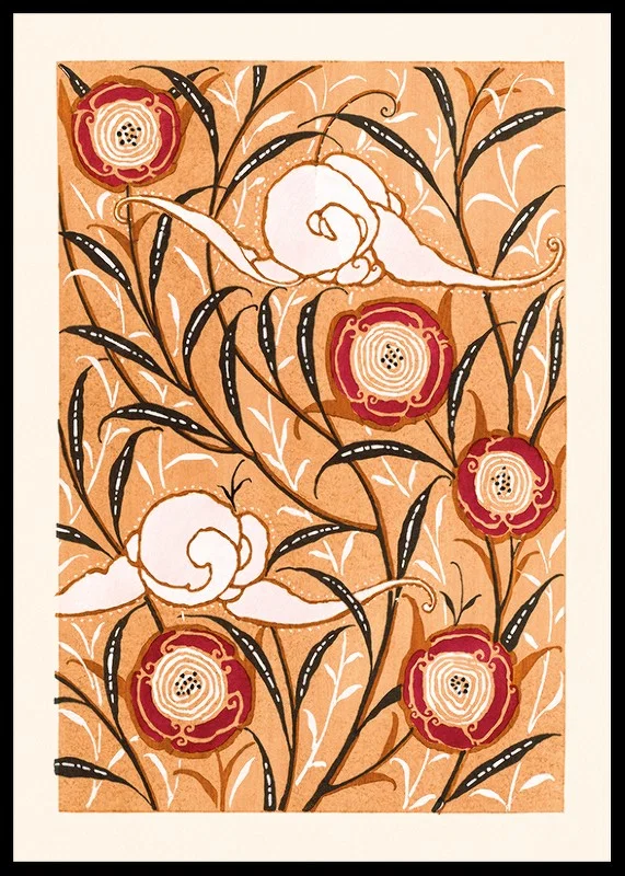 Decorative floral pattern in warm tones by E. A. Seguy-12