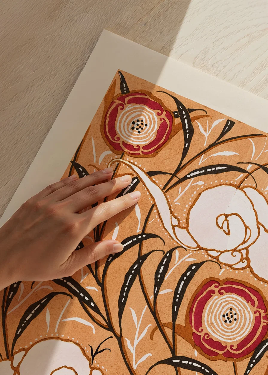 Decorative floral pattern in warm tones by E. A. Seguy-12