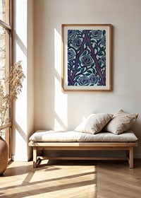 Art Nouveau-inspired floral pattern in blue and purple by E. A. Seguy-2