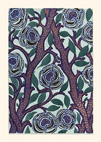 Art Nouveau-inspired floral pattern in blue and purple by E. A. Seguy-1