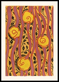 Art Deco pattern with yellow flowers and purple waves by E. A. Seguy-0