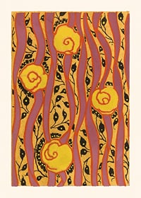 Art Deco pattern with yellow flowers and purple waves by E. A. Seguy-1