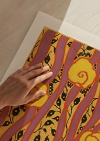 Art Deco pattern with yellow flowers and purple waves by E. A. Seguy-3