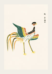 Illustrert trane i grønt, gult og oransje av Taguchi Tomoki-3