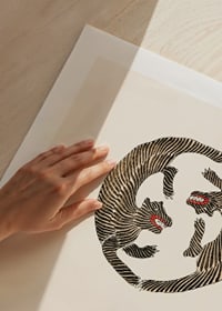 Two illustrated tigers in a circle shape by Taguchi Tomoki-9
