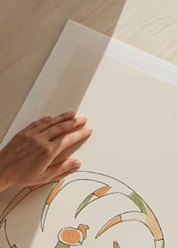 Illustrated rooster in Japanese style with green and orange tones-9