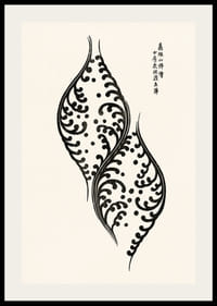 Fekete-fehér levélformák díszes mintákkal, japán stílusban-2