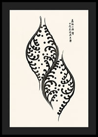 Black and white leaf shapes with ornate patterns, Japanese style-4