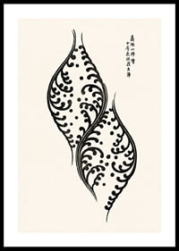 Black and white leaf shapes with ornate patterns, Japanese style-0