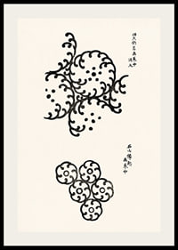 Abstract black patterns in Japanese woodcut style on light background-2