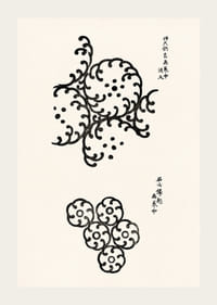 Modele abstracte negre în stil japonez xilogravură pe fundal deschis-3