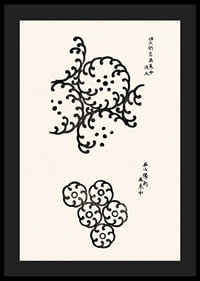 Abstract black patterns in Japanese woodcut style on light background-4