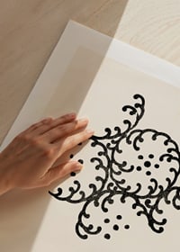 Abstract black patterns in Japanese woodcut style on light background-9