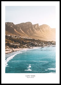 Photographic coastal landscape with sea, beach and mountains in backlight-0