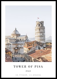 Fotografia della Torre Pendente di Pisa e del Duomo, toni vivaci-0