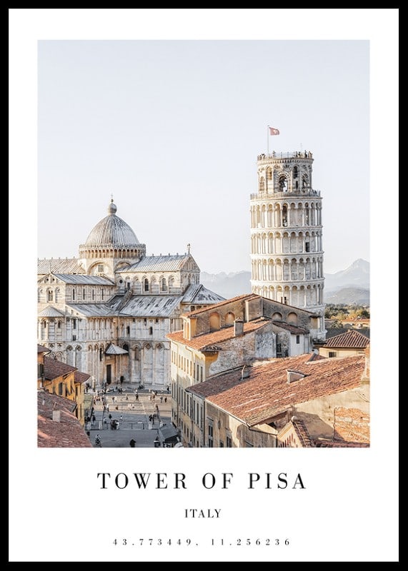 Fotografia della Torre Pendente di Pisa e del Duomo, toni vivaci-12