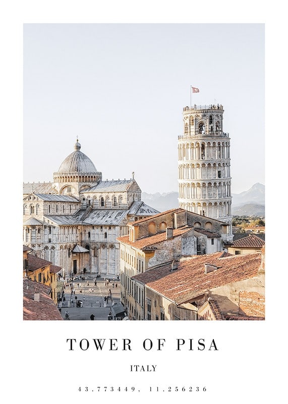 Fotografia della Torre Pendente di Pisa e del Duomo, toni vivaci-12