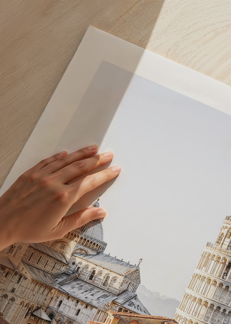 Fotografia della Torre Pendente di Pisa e del Duomo, toni vivaci-12