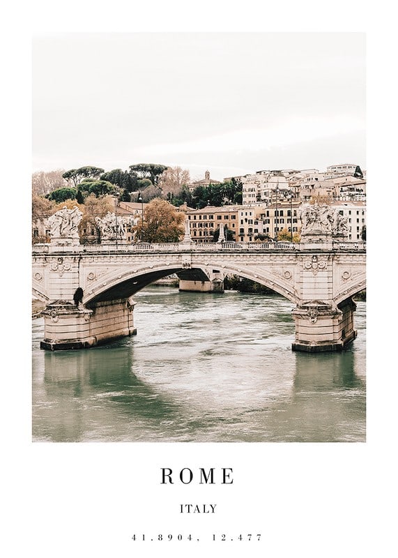 Foto der Brücke über den Tiber in Rom mit hellen Farbtönen-12