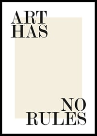 Texto negro con el mensaje 'El arte no tiene reglas' sobre un fondo beige.-0