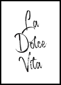 Handskriven svart text La Dolce Vita på vit bakgrund-0