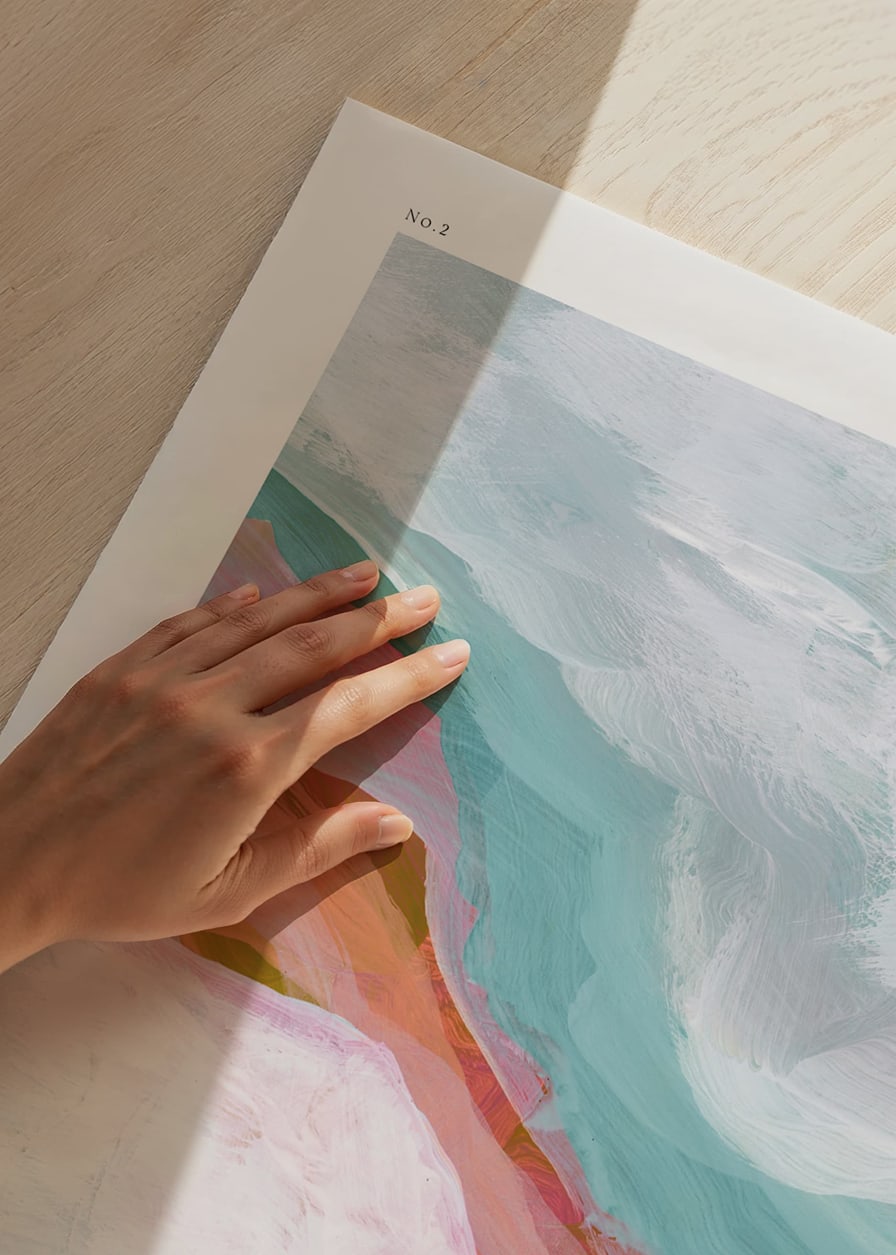 Abstract motif with soft brush strokes in turquoise and pink tones-12