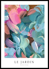 Abstract brush strokes in pink, blue and green on white background-0