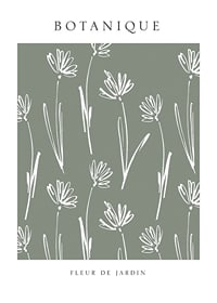 Illustrated white flowers on a muted gray-green background-1