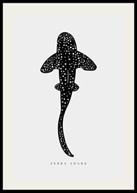 Graphic illustration of zebra shark in black with white dots-2