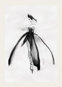 Hosszú fekete ruhás nő akvarell illusztrációja-3