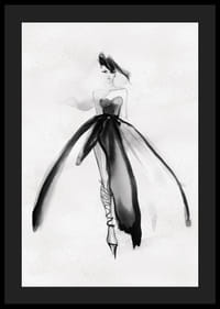 Hosszú fekete ruhás nő akvarell illusztrációja-4