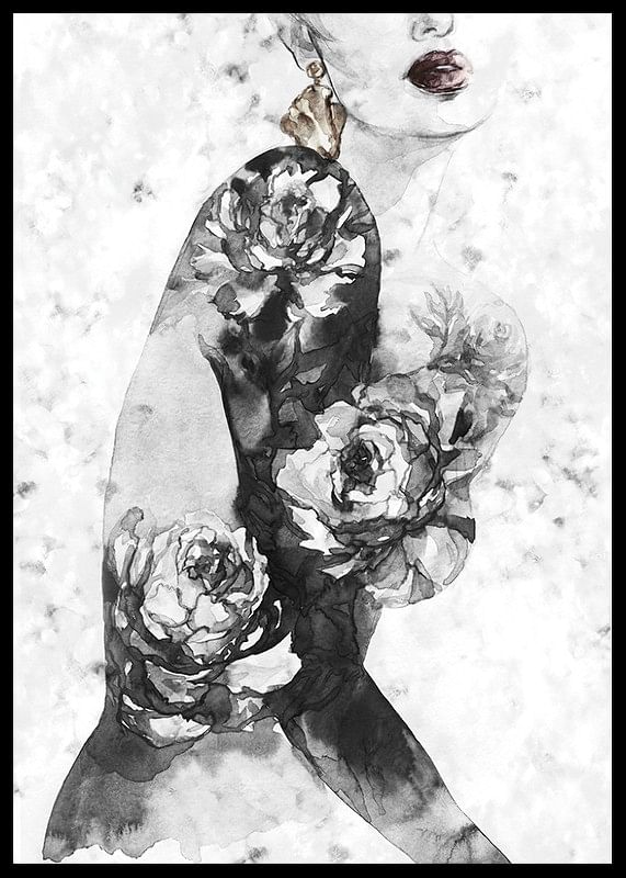 Watercolor Woman With Flowers-12