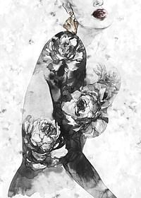 Watercolor Woman With Flowers-3