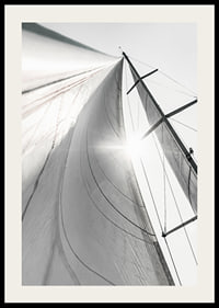 Black and white close-up of sailboat mast and sail in backlight-2