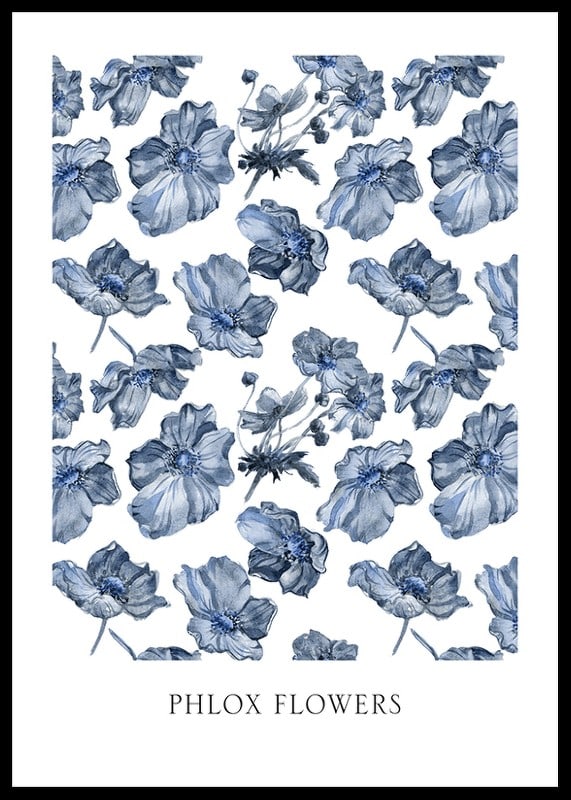 Ilustración de acuarela de flores de flox azul sobre fondo blanco-12