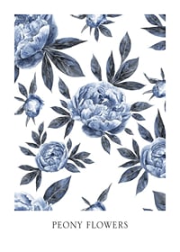 Watercolor illustration of blue peony flowers against white background-1