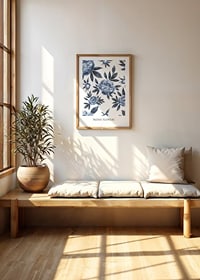 Watercolor illustration of blue peony flowers against white background-2