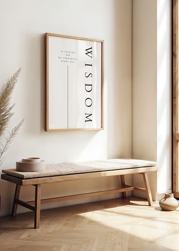 Minimalistinen typografia, jossa sana 