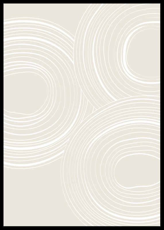 Abstract round lines in white on beige background-12