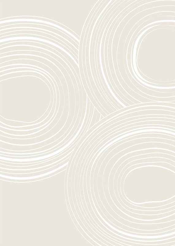 Abstract round lines in white on beige background-12