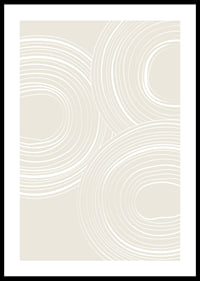 Abstract round lines in white on beige background-0