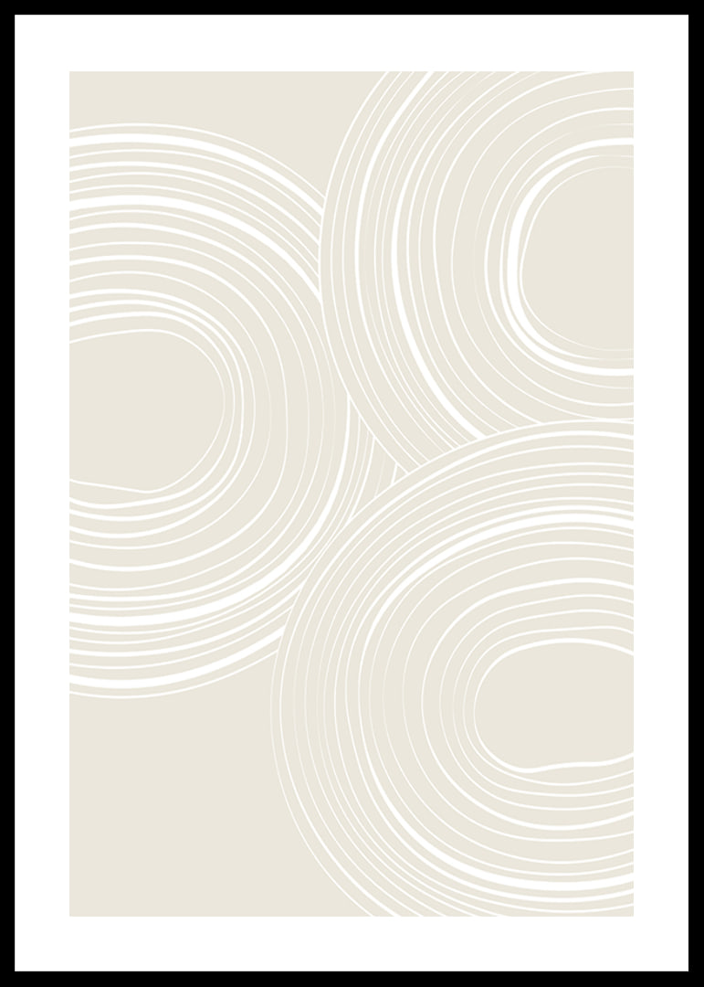 Abstract round lines in white on beige background-12