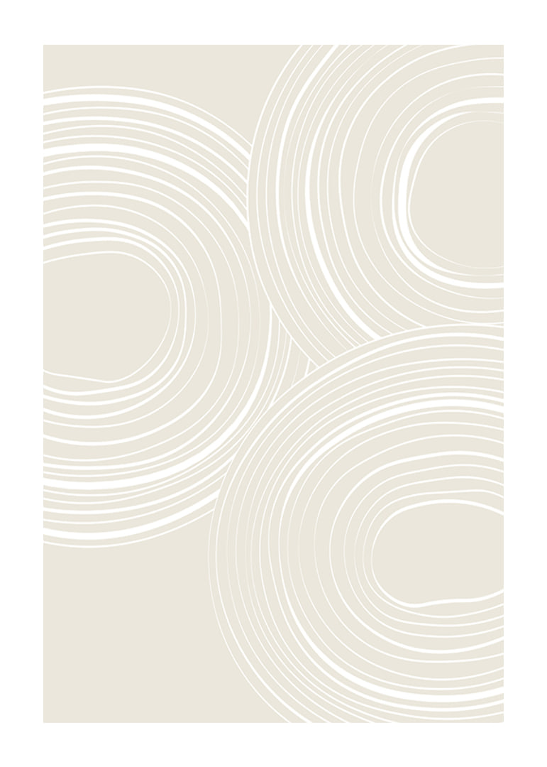 Abstract round lines in white on beige background-12