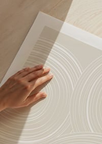 Abstract round lines in white on beige background-9